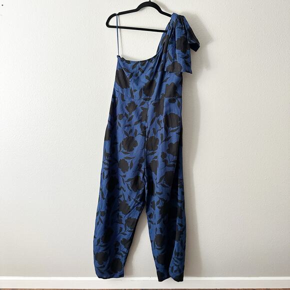 Kate Spade New York X Target One Shoulder Blue Black Jumpsuit Women's Size 16‎ - Picture 12 of 15
